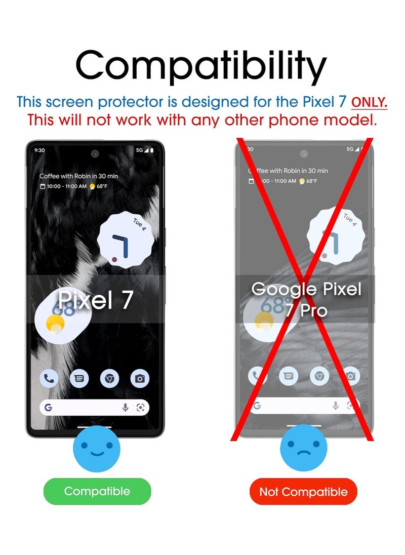 Amfilm amFilm Screen Protector Compatible with Google Pixel 7 6.3" Tempered Glass, 0.26mm Thickness HD Clear, Anti-Scratch Bubbles-Free, Tempered Glass, 3 Pack  - Image 2