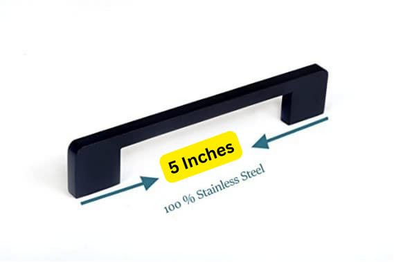 Sky Craft Stainless Steel 5 Inches Kitchen Cabinet Drawer Handles Dark Matt Black Handles Furniture Door Pull Handles Pack of 6 Pcs - Image 2