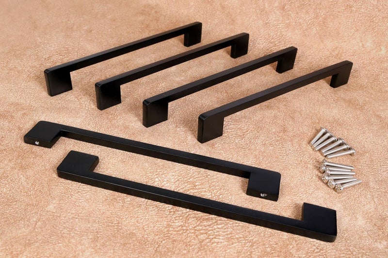 Sky Craft Stainless Steel 5 Inches Kitchen Cabinet Drawer Handles Dark Matt Black Handles Furniture Door Pull Handles Pack of 6 Pcs - Image 4