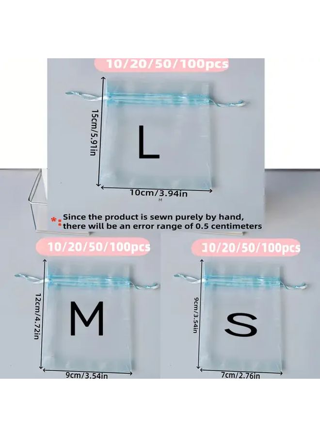 Sky Blue 10PCS Gift Bags For Valentine Wedding Candy Jewelry Storage Packaging - Image 3