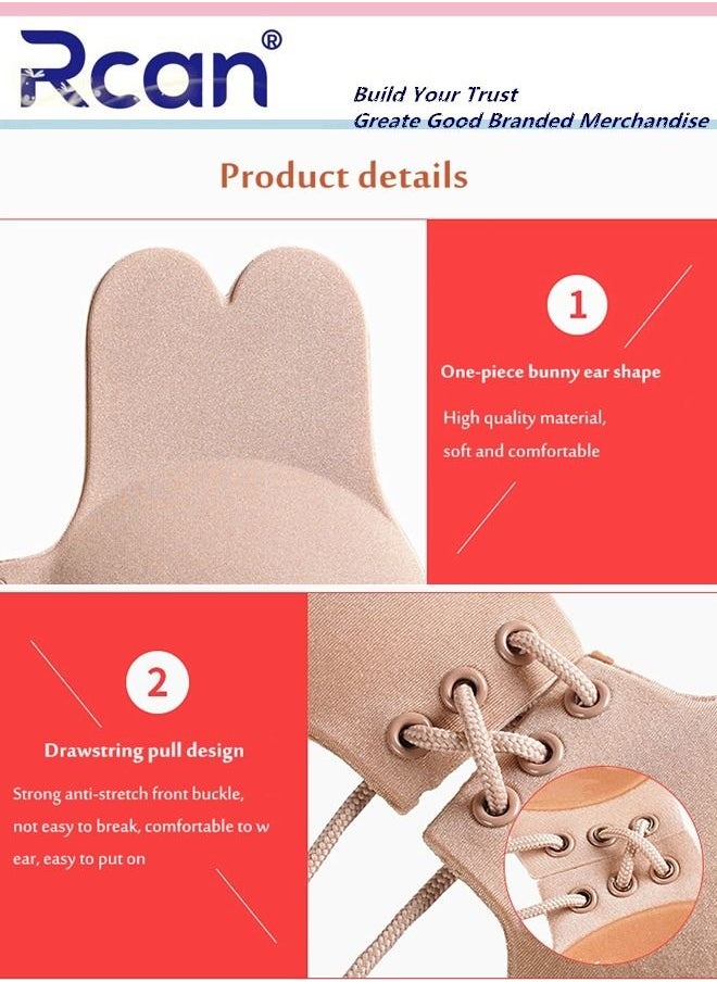 Rcan - Women's Strapless Adhesive Drawstring Bra Invisible Lift Push Up Bra Seamless Edge Adjustable Lingerie Reusable Backless Slip Dress Wedding Dress - Image 1