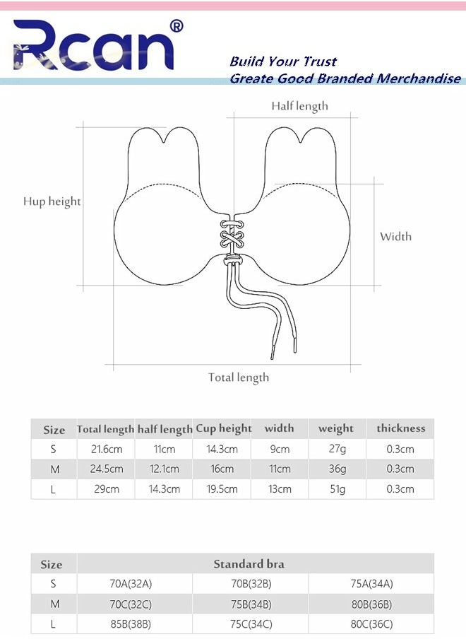 Rcan - Women's Strapless Adhesive Drawstring Bra Invisible Lift Push Up Bra Seamless Edge Adjustable Lingerie Reusable Backless Slip Dress Wedding Dress - Image 1