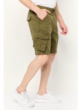 Threadbare Men Plain Cargo Shorts, Dark Olive  - Image 3