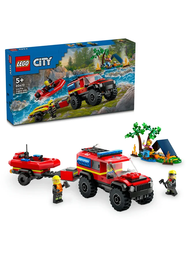 ليغو لعبة شاحنة الإطفاء 4×4 مع قارب الإنقاذ 60412 من LEGO® City