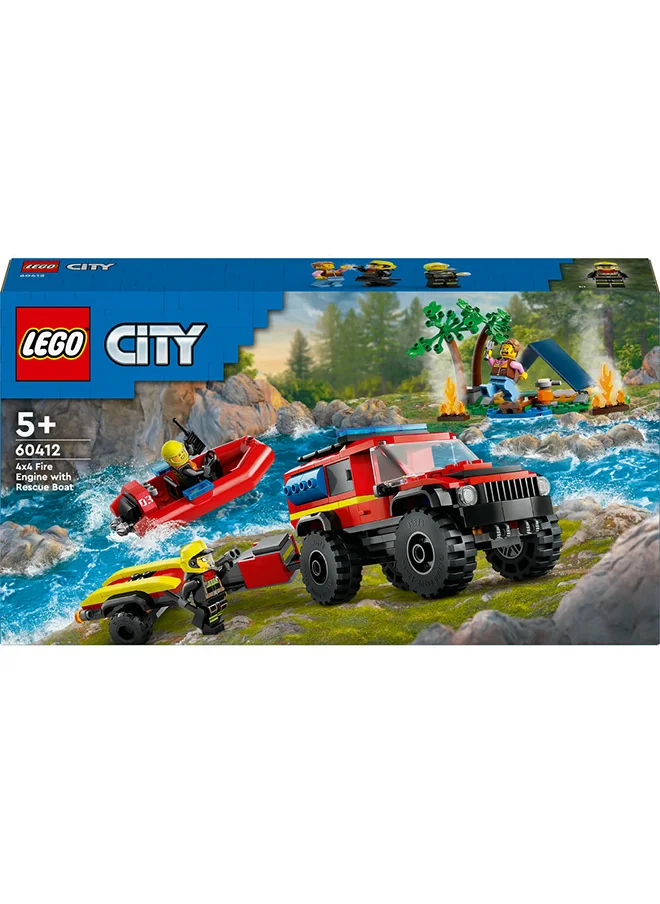 ليغو لعبة شاحنة الإطفاء 4×4 مع قارب الإنقاذ 60412 من LEGO® City
