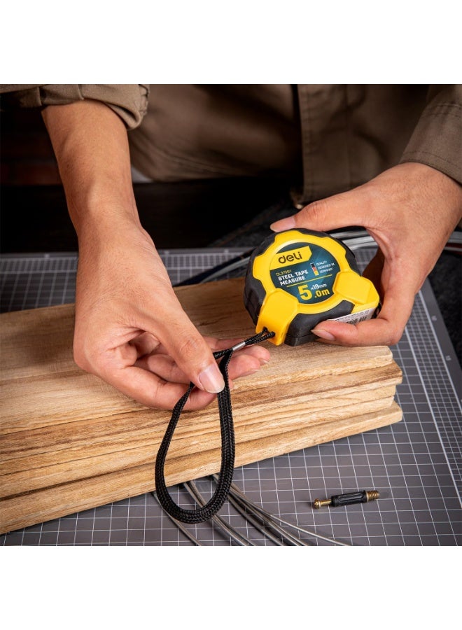Deli DL3796Y Self-Locking Measuring Tape 5m x 19mm - ABS Case with Automatic Lock - Professional Retractable Tape Measure - Image 2