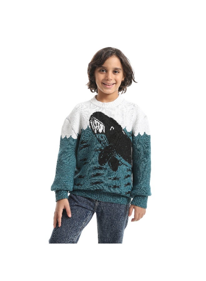 سيزار بلوفر صوف اولادي بتصميم صورة  دولفين - Image 1