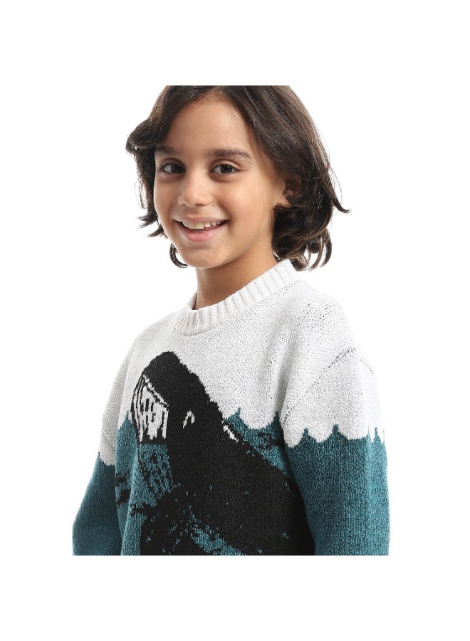 سيزار بلوفر صوف اولادي بتصميم صورة  دولفين - Image 5