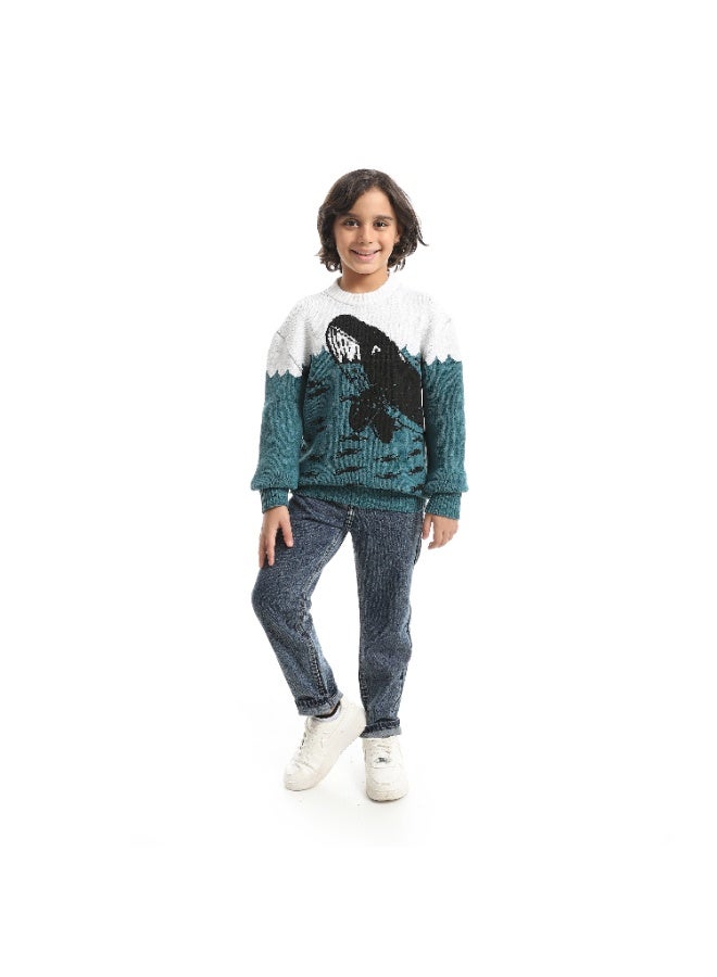 سيزار بلوفر صوف اولادي بتصميم صورة  دولفين - Image 4