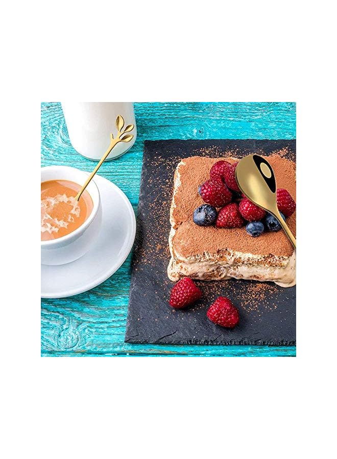 S-TOP Stainless Steel Gold Leaf Coffee Spoon Appetizer FoCreative Tableware Dessert Spoons, Stirring, Mixing, Sugar, Stir, Ice Cream, Fruit, Cake, Teaspoon Set 10 Piece - Image 2