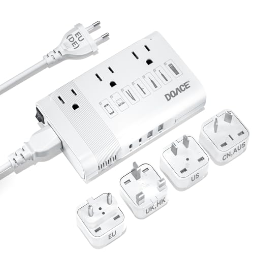 DOACE 220V to 110V Converter for European Travel - 350W 7 in 1 Voltage Converter US to Europe with 3AC, 2QC+2PD for Using U.S. Devices Abroad - Hair Straightener Shaver Toothbrush Laptop Camera Phone - Image 1