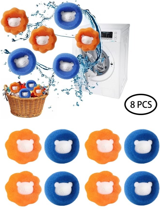 رات سو 8 قطع مزيل لشعر الحيوانات الأليفة لغسالة الملابس، ملقط لشعر الحيوانات الأليفة في الغسالة، كرات الغسيل لاصطياد شعر الحيوانات الأليفة، كرات التجفيف للملابس مزيلة لفراء الكلاب والقطط. - Image 1