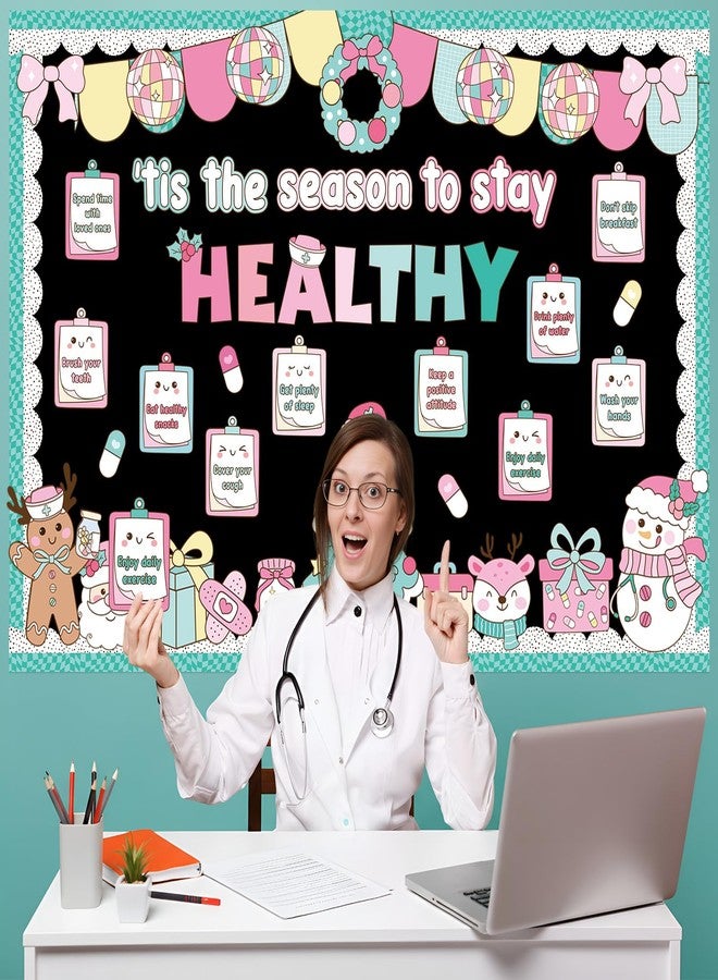 Funrous Winter Bulletin Board Decorations Set - Winter Health Classroom Decor School Nurse Bulletin Boards Healthy Habits Paper Cutouts for Christmas January Pastel Retro Groovy Office Decor Supplies - Image 5