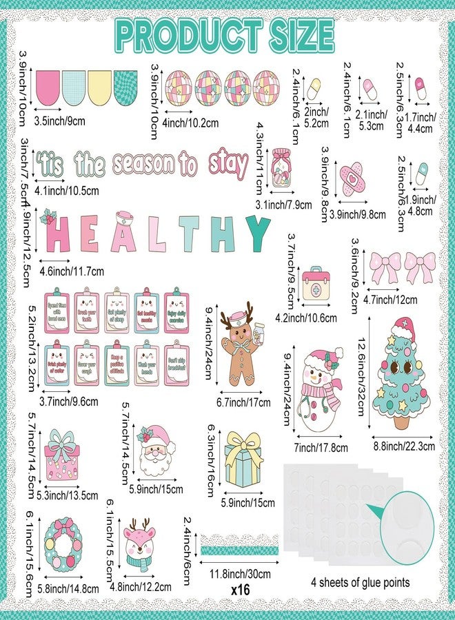 Funrous Winter Bulletin Board Decorations Set - Winter Health Classroom Decor School Nurse Bulletin Boards Healthy Habits Paper Cutouts for Christmas January Pastel Retro Groovy Office Decor Supplies - Image 2