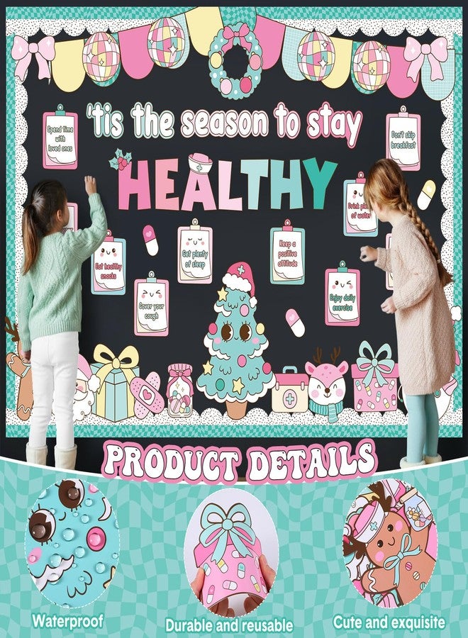 Funrous Winter Bulletin Board Decorations Set - Winter Health Classroom Decor School Nurse Bulletin Boards Healthy Habits Paper Cutouts for Christmas January Pastel Retro Groovy Office Decor Supplies - Image 3
