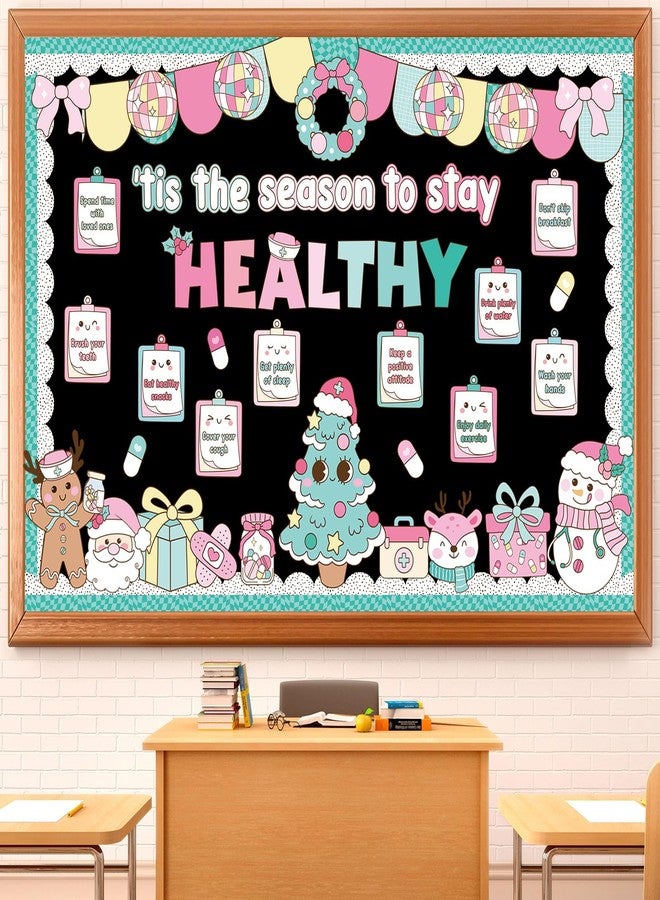 Funrous Winter Bulletin Board Decorations Set - Winter Health Classroom Decor School Nurse Bulletin Boards Healthy Habits Paper Cutouts for Christmas January Pastel Retro Groovy Office Decor Supplies - Image 1