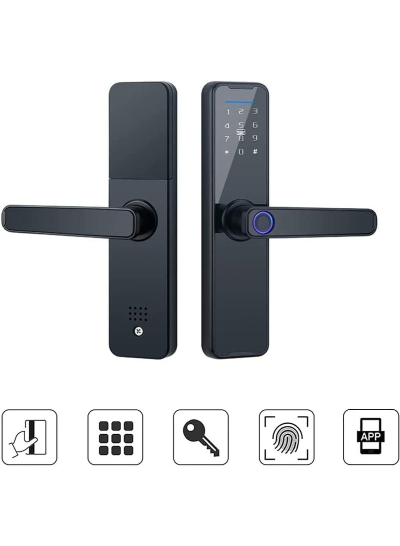 TDOO Electronic Fingerprint Door Lock, Unlock with Fingerprint, Code, Card,Key.Unlock Smart Digital Handle Lock for Tuya (4585 Mortise) - Image 2