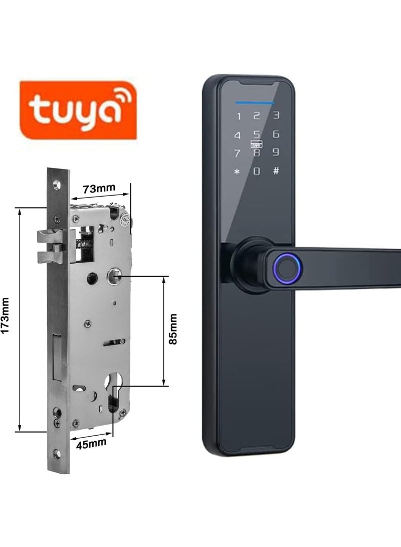 TDOO Electronic Fingerprint Door Lock, Unlock with Fingerprint, Code, Card,Key.Unlock Smart Digital Handle Lock for Tuya (4585 Mortise) - Image 3