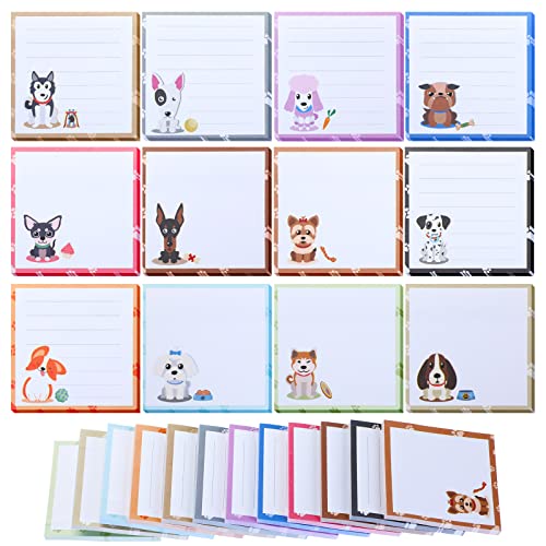 Handepo 12 Pack Dog Sticky Notes Bulk Small to Do List Funny Cute Animals Notepad Supplies for Office School Gifts, 600 Sheets in Total - Image 1