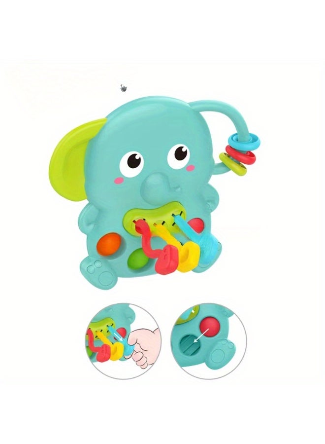 Cartoon Elephant Sensory Toy - Montessori Pull String Toy for Babies, Early Educational Cognitive Toy for 0-3 Years Old, Promotes Tactile Development and Hand-Eye Coordination, Made of Safe & Eco-Friendly Materials, Infant Sensory Training Toy, Montessori Teaching Aid, Fine Motor Skills Training Toy for Babies  - Image 1