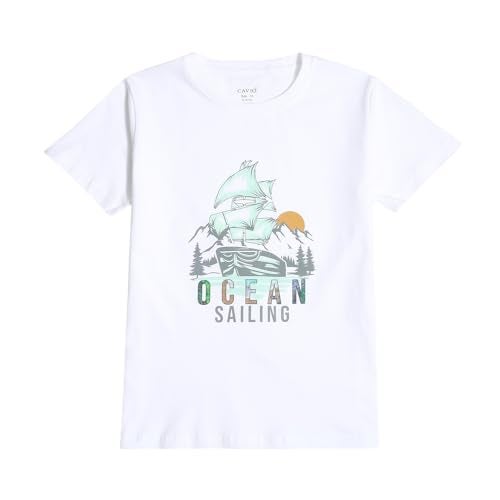 CAVIO Boys Sea Green Floral Print Half Sleeve Cotton Shirt with T-Shirt - Image 2