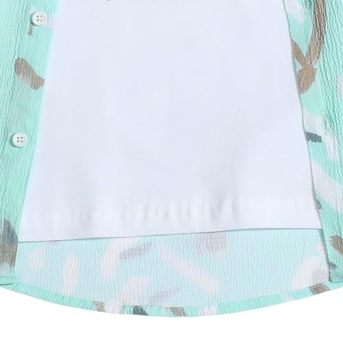 CAVIO Boys Sea Green Floral Print Half Sleeve Cotton Shirt with T-Shirt - Image 4