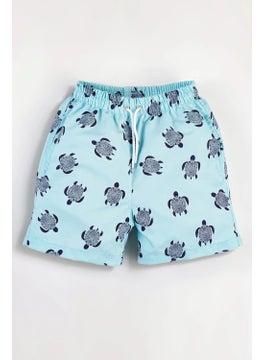 Gold Class Kidswear Turtle Motif Lined and Drawstring Boys Swim Shorts  - Image 1