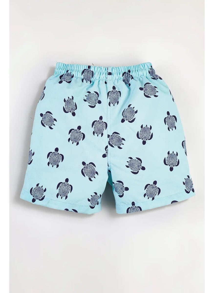 Gold Class Kidswear Turtle Motif Lined and Drawstring Boys Swim Shorts  - Image 2