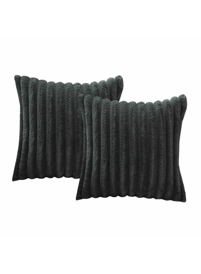 طقم وسادتين من القماش المخملي الناعم – 40×40 سم – لون أنثراسيت غامق - Image 1