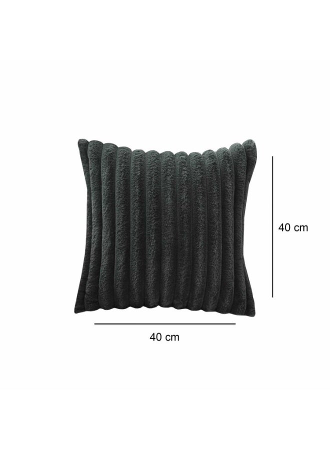 طقم وسادتين من القماش المخملي الناعم – 40×40 سم – لون أنثراسيت غامق - Image 3