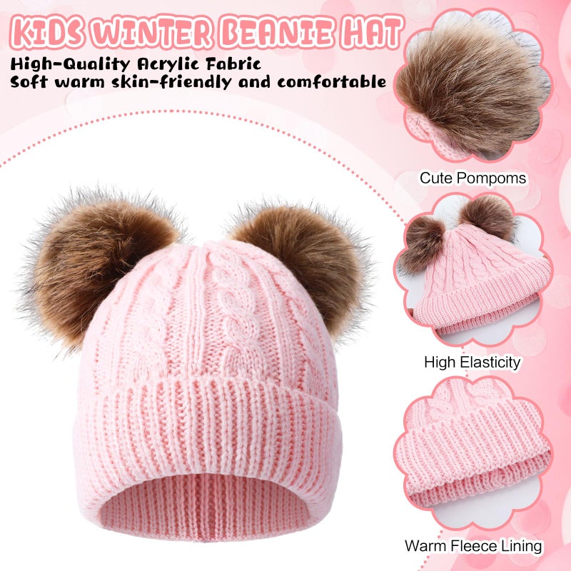 Chicingyou 15 Pcs Kids Set Winter Hat Beanie Hat Scarf Gloves Earmuffs Socks Set Wool Warm Cap with Pompom for Girls Boys 4-10 Years Old - Image 3