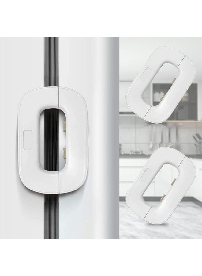2-Piece Fridge Freezer Door Lock Latch -White - Image 2