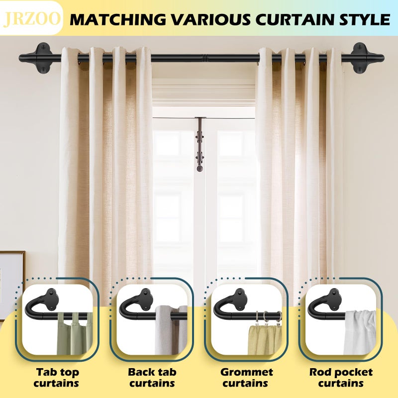 JRZOO Wrap Around Blackout Curtain Rod 30-45 Inch (2.5-3.75 Ft), 5/8" Adjustable Curved Window Rod for Room Darkening, Modern Single Drapery Rod for Bedroom Windows, Matte Black - Image 2
