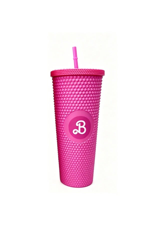 Barbie 24oz Barbie Double-Wall Studded Plastic Tumbler with Straw & Gift Box - Image 1