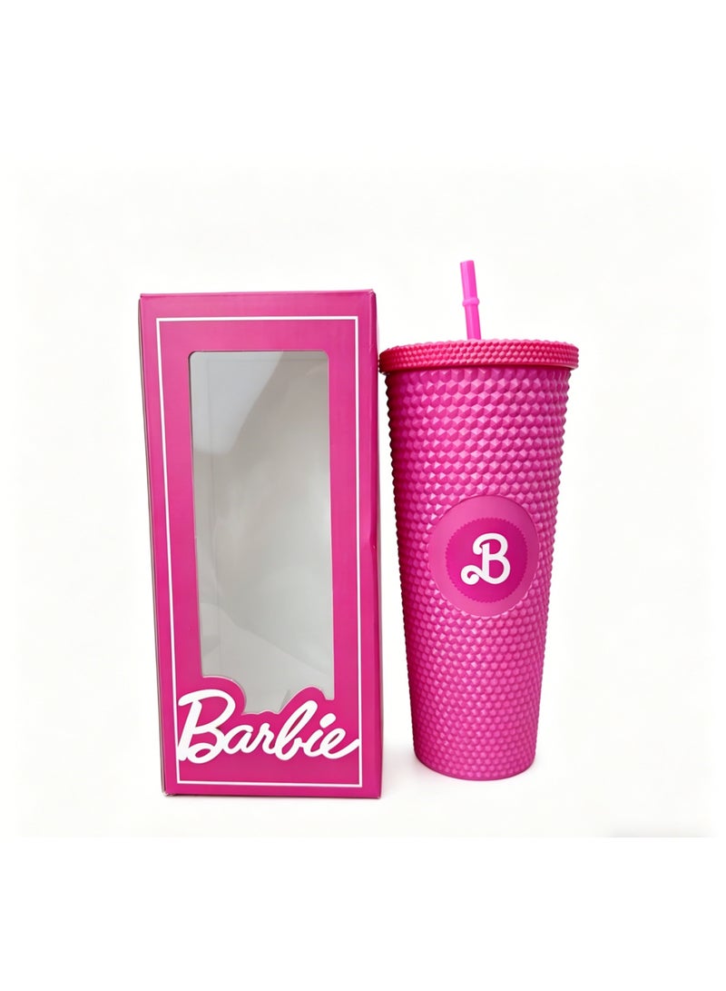 Barbie 24oz Barbie Double-Wall Studded Plastic Tumbler with Straw & Gift Box - Image 2
