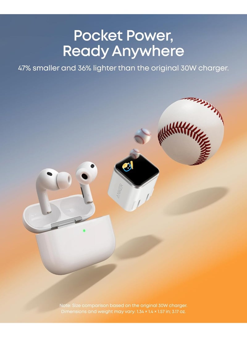 انكر شاحن حائط نانو USB C، شاحن شاشة ذكي سريع الشحن 45 واط، مع قابس قابل للطي 180 درجة، التعرف الذكي، وضع العناية المدمج، لايفون 17/16/15 (لا يحتوي على بطارية، منفذ USB-C واحد، كيبل غير متضمن) - Image 4