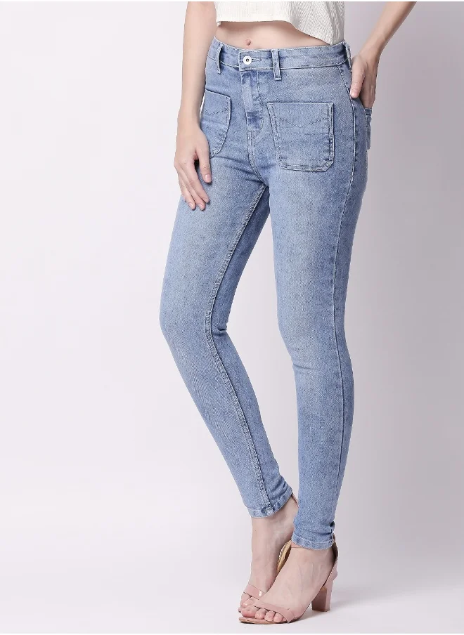 هاي ستار Women Blue Super Skinny Fit Mid-Rise Clean Look Stretchable Jeans