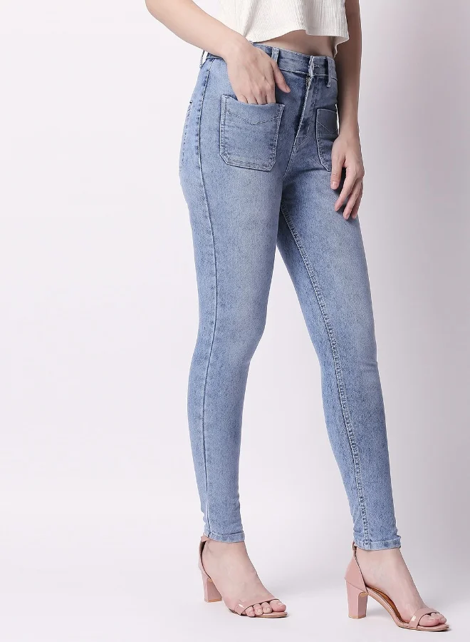 هاي ستار Women Blue Super Skinny Fit Mid-Rise Clean Look Stretchable Jeans