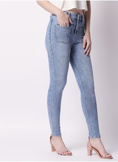 HIGH STAR Women Blue Super Skinny Fit Mid-Rise Clean Look Stretchable Jeans  - Image 5