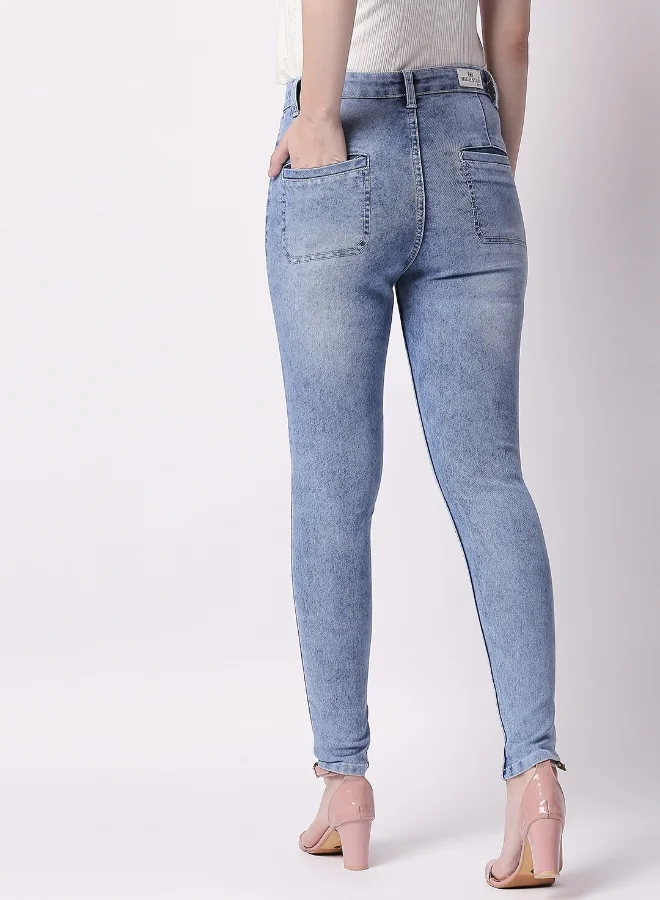 هاي ستار Women Blue Super Skinny Fit Mid-Rise Clean Look Stretchable Jeans