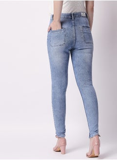 HIGH STAR Women Blue Super Skinny Fit Mid-Rise Clean Look Stretchable Jeans  - Image 3