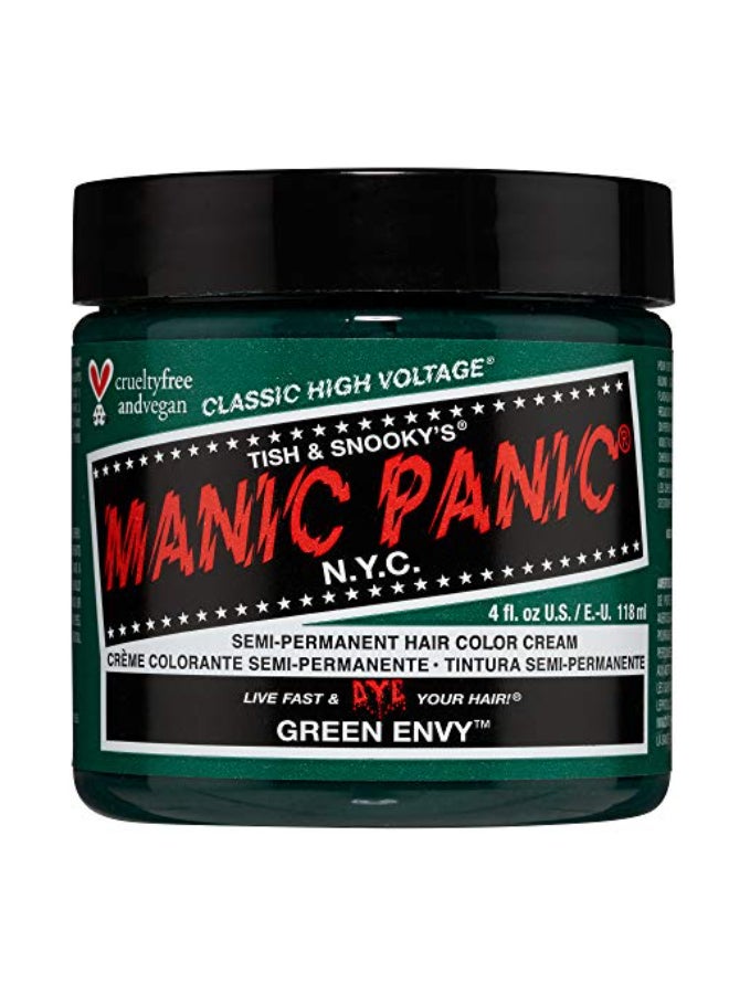 Manic Panic Classic Green Envy Semi Permanent Hair Color Emerald Green Hair Dye for Women Men That Lasts 46 Weeks Vegan Ammonia CrueltyFree Create Mix Custom Shades 4oz - Image 1