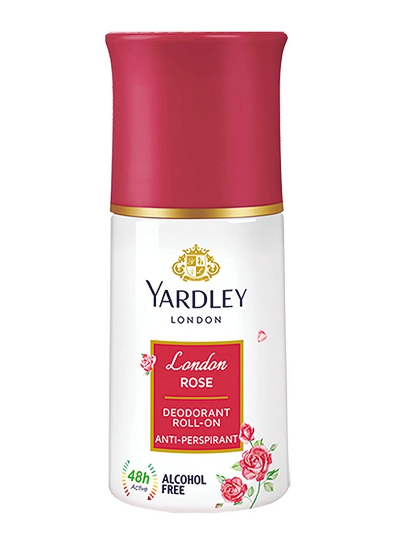Yardley Yardley London London Rose Anti-Perspirant Deodorant Roll-On Body Deodorant Roll-On For Women 48-Hour Active Sweat Protection Alcohol-Free 50ml  - Image 1
