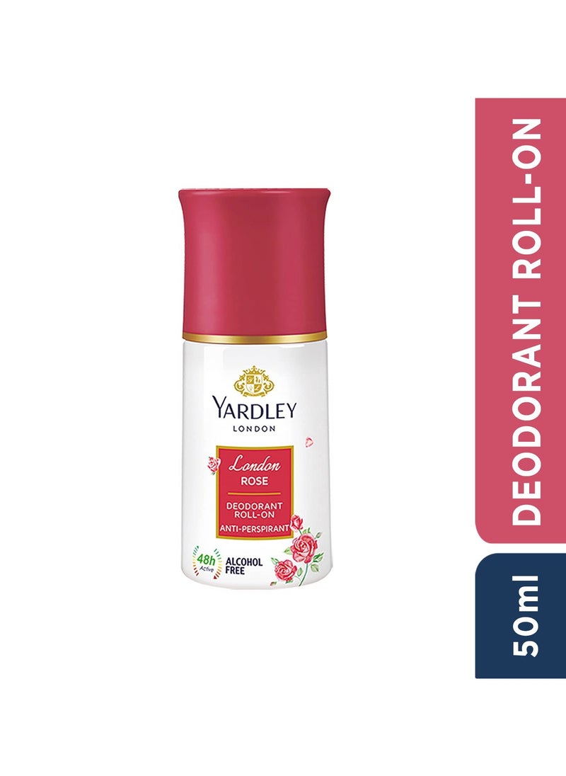Yardley Yardley London London Rose Anti-Perspirant Deodorant Roll-On Body Deodorant Roll-On For Women 48-Hour Active Sweat Protection Alcohol-Free 50ml  - Image 2