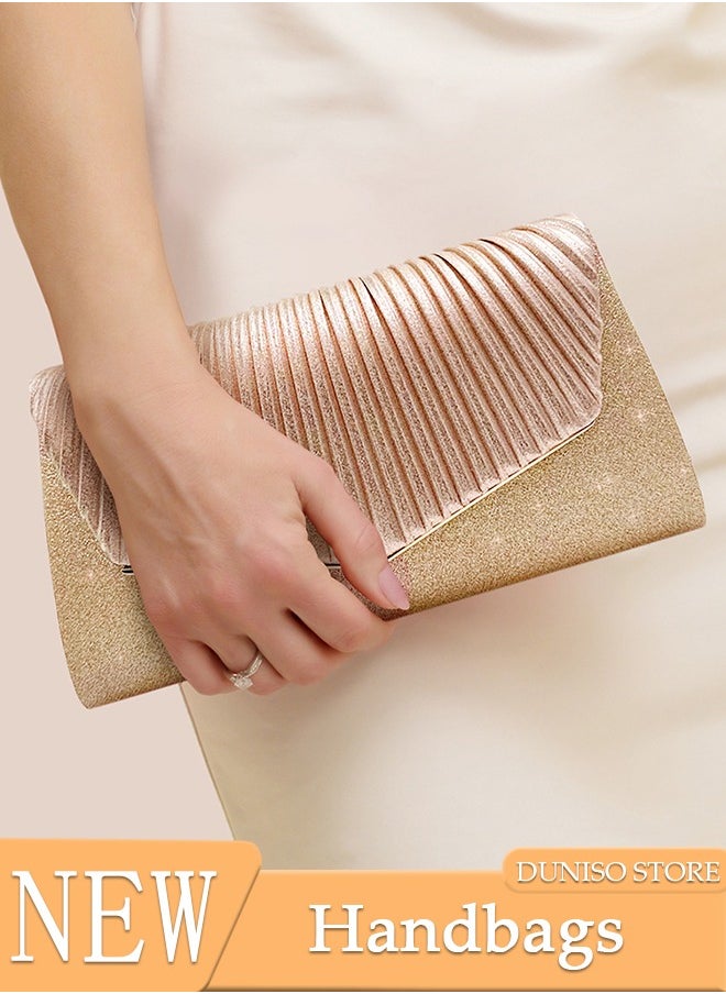 DUNISO - Women Shiny Glitter Evening Clutch Bag Envelope Handbag Chain Purse Bag Crossbody Bag for Wedding Formal Cocktail Party - Image 1