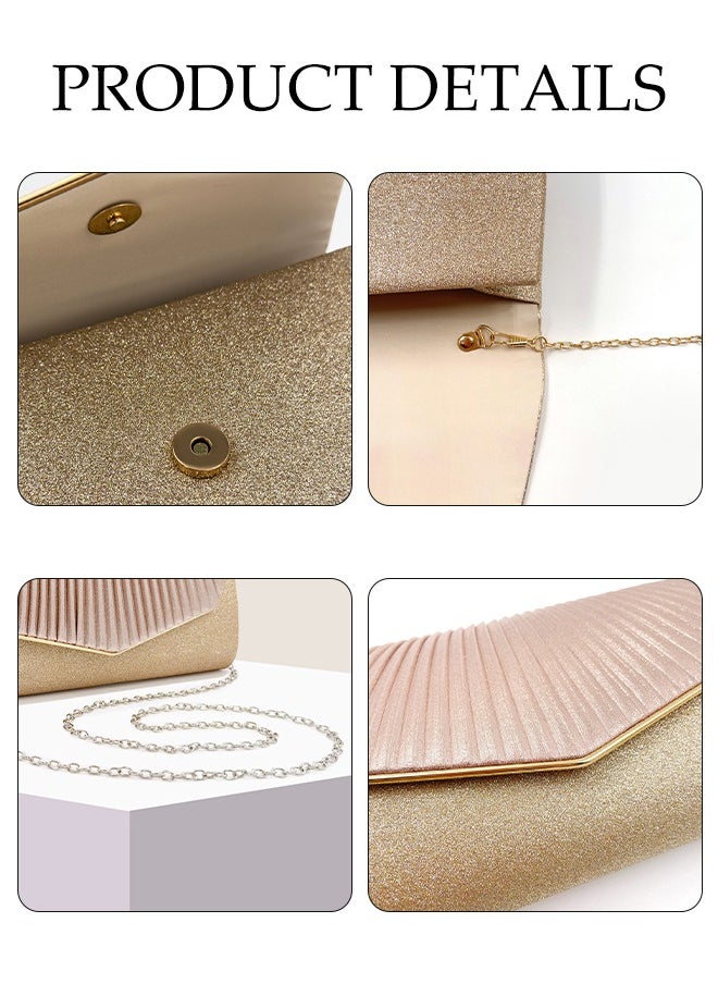 DUNISO - Women Shiny Glitter Evening Clutch Bag Envelope Handbag Chain Purse Bag Crossbody Bag for Wedding Formal Cocktail Party - Image 1