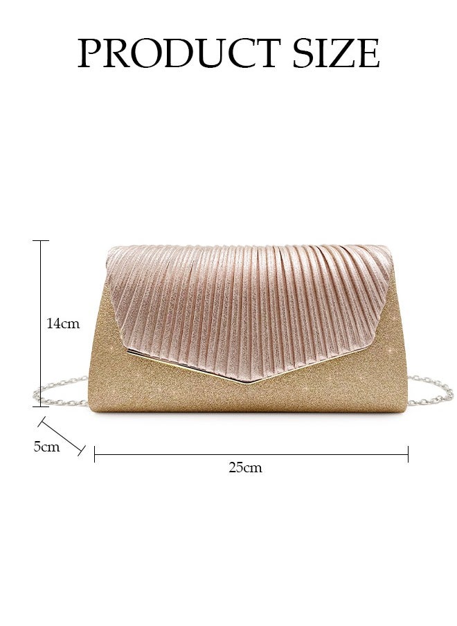 DUNISO - Women Shiny Glitter Evening Clutch Bag Envelope Handbag Chain Purse Bag Crossbody Bag for Wedding Formal Cocktail Party - Image 1