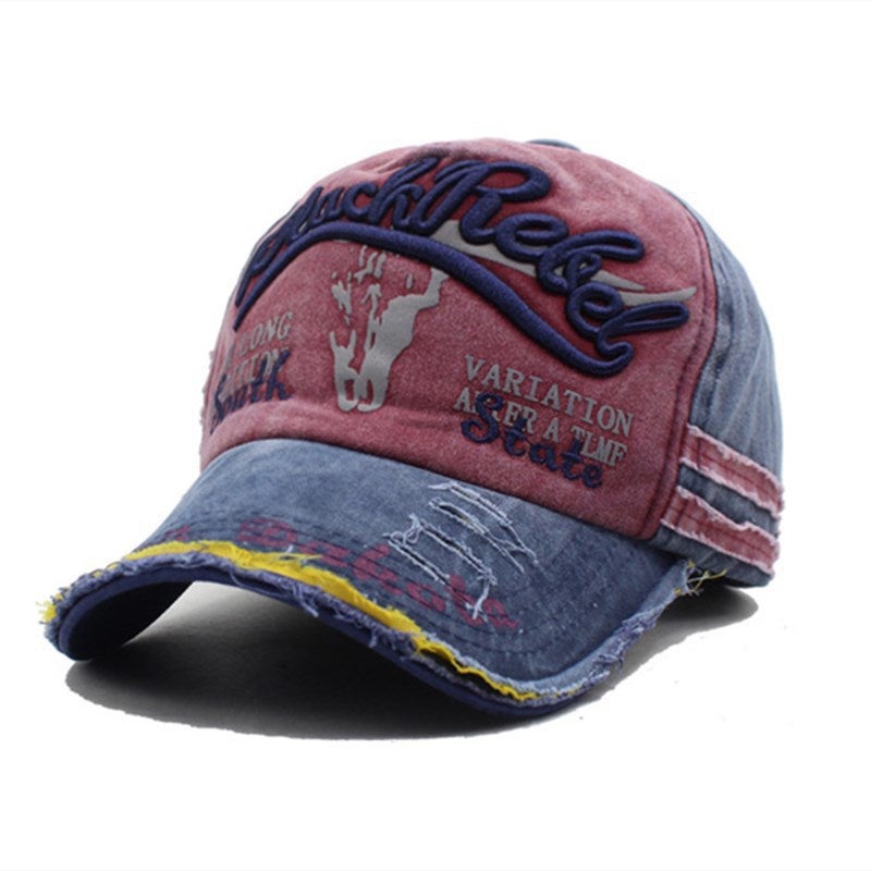 Washed Distressed Baseball Cap with Embroidered Letter Curved Brim Unisex Outdoor Retro Hat - Image 3