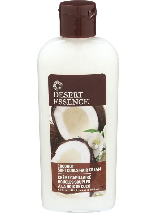 Desert Essence Soft Curls Hair Cream- Coconut - 6.4 Fl Ounce - Luster & Bounce - 100% Vegan - Gluten, Wheat & Silicone Free - Salon Style Shine - Repair Cream - Hair Hydration & Nourishment