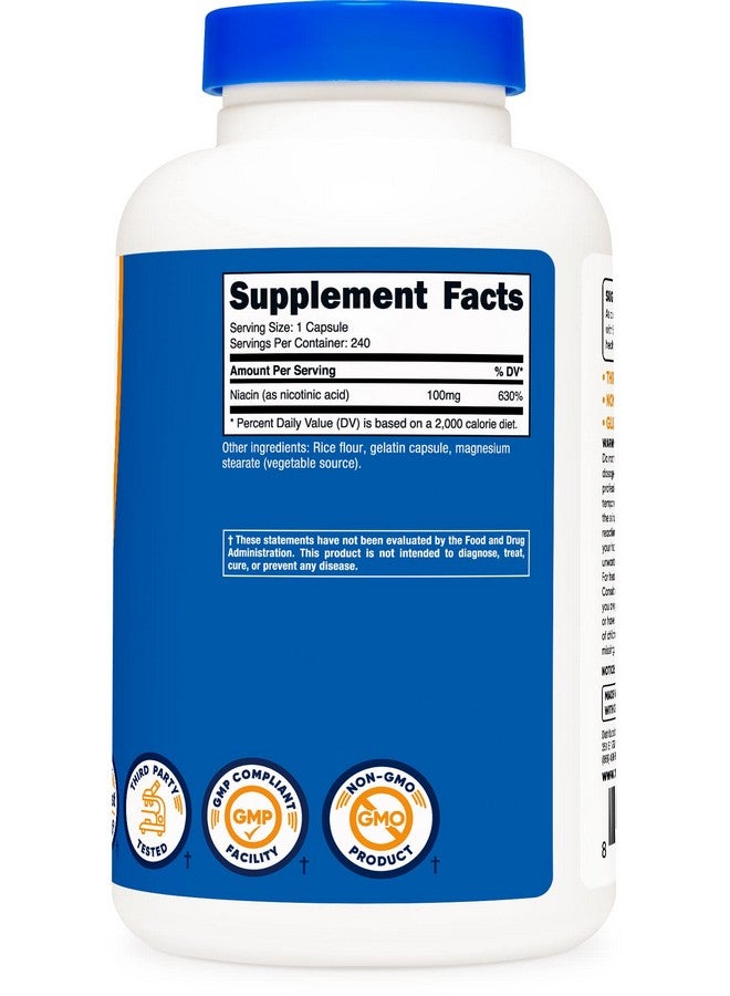Nutricost نياسين (فيتامين ب3) 100 ملغ 240 كبسولة مع احمرار خالية من الكائنات المعدلة وراثيًا وخالية من الغلوتين - Image 5